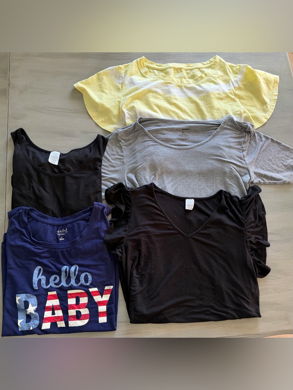 Mixed Lot 5 Maternity Tops for Summer- M to XXL Tanks, Tees, 4th of July